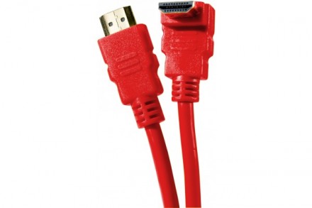 Cordon hdmi highspeed ethernet brassage coude - rouge 0,50m