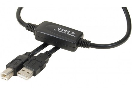 Cable USB 2.0 amplifié 10m avec prises A/B