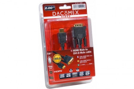 Dacomex Cordon HDMI Mâle vers DVI-D Mâle - 2,00 m