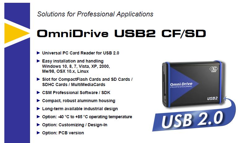 Lecteur Compact Flash Omnidrive USB 2.0 Professional CF/SD