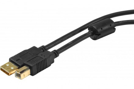 Cordon USB 2.0 type AB M/M avec ferrite - 1,80m