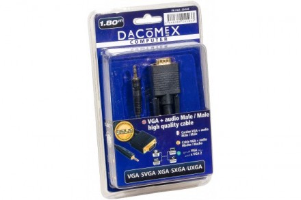 Dacomex Cordon VGA + Jack 3,5 mm Mâle/Mâle HQ - 1,80 m