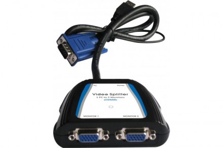 Splitter VGA 250MHz 2 Voies Alim USB + Audio 20m